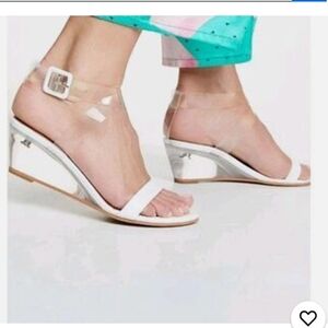 Matiko Heely Clear Vinyl White Wedge Sandal NWT EU38 Easter Spring